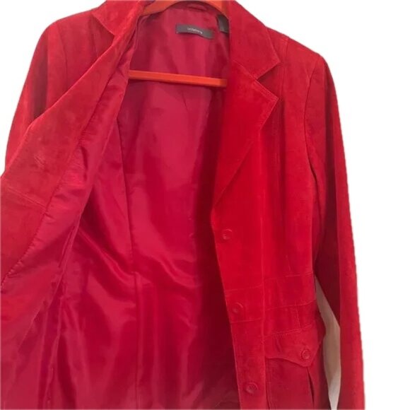 Vintage Y2K Liz Claiborne 100% Suede Jacket Blazer | Size M | Red - Picture 4 of 9